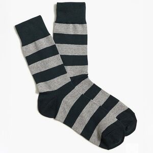 J Crew Bold stripe socks Hunter Green & Gray Stripe socks